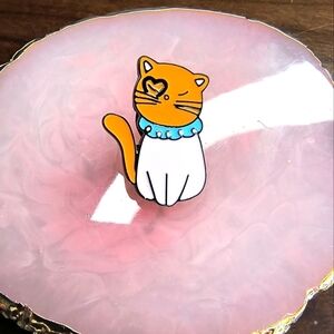 Orange and White Cat Enamel Pin